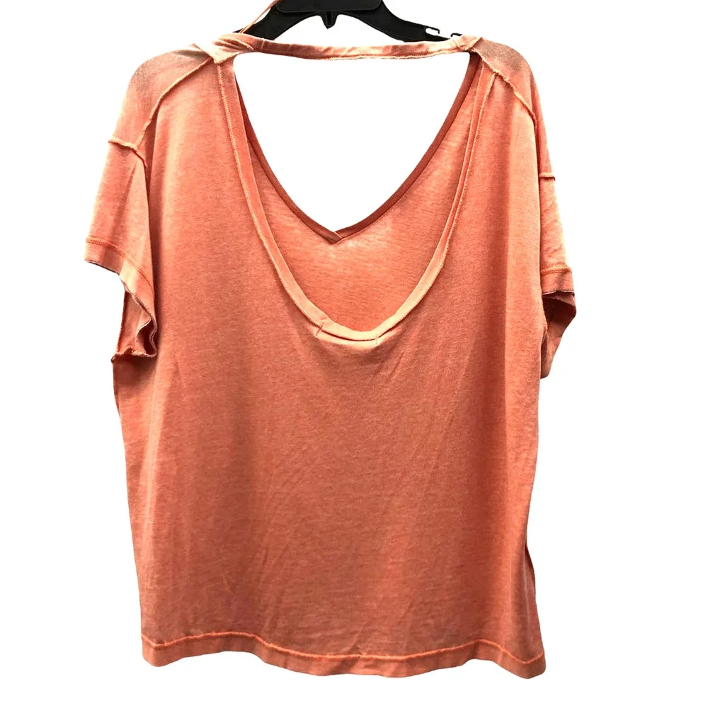 Free People We The Free All Mine Tee V-Neck Open Back XS Italian Apricot